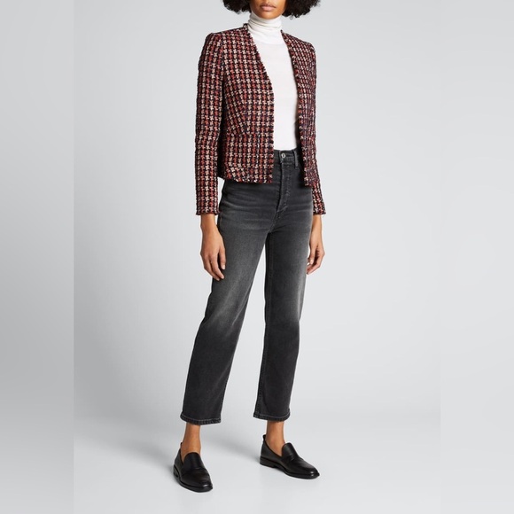 L'AGENCE Red and Black Houndstooth Adette Jacket SZ 2 - Picture 2 of 11